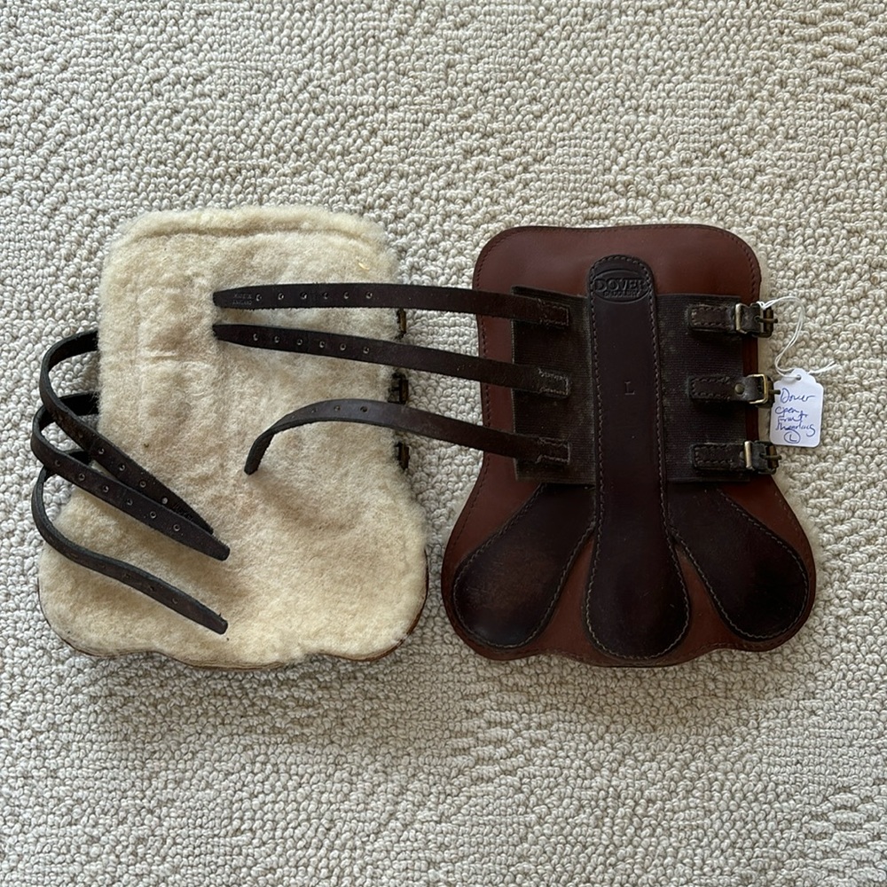 Dover leather open front jumping boot pair for horse